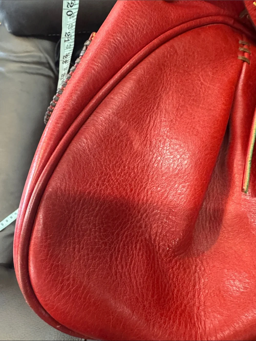 Dooney & Bourke Red Large Florentine Leather Satchel with Gold Hardware